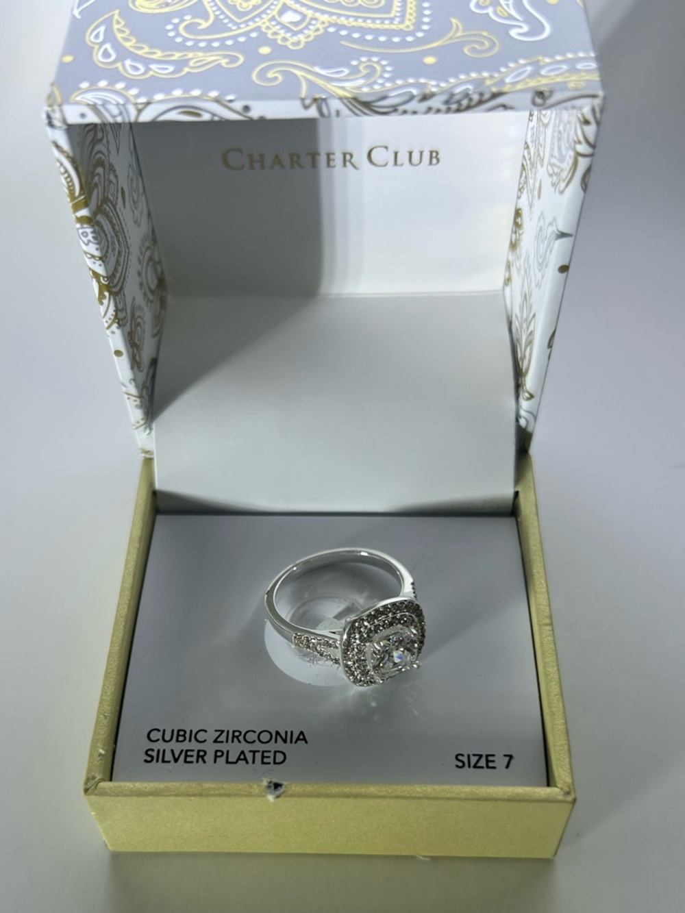 Charter Club Silver-Tone Cubic Zirconia Ring Size 7 - Picture 5 of 6